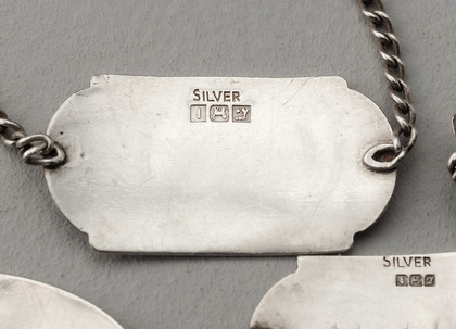 South African Military World War II Silver Identification Dog Tags (Collection of 6) - Egyptian Hallmarks, Wrist bands
